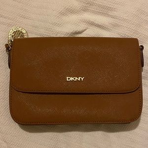 DKNY camel brown leather crossbody bag
